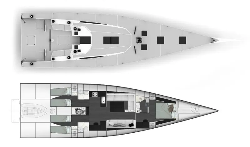 Sn Yacht Photos Pics Top and interior view of 2015 Vismara V62 Mills yacht layout.