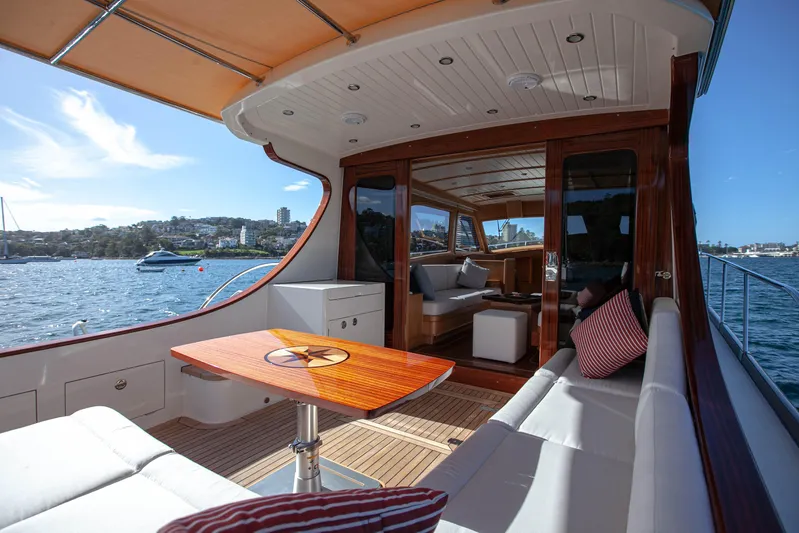 Mareluna Yacht Photos Pics Luxurious 2023 Vicem 55 yacht with elegant interior and scenic water view.