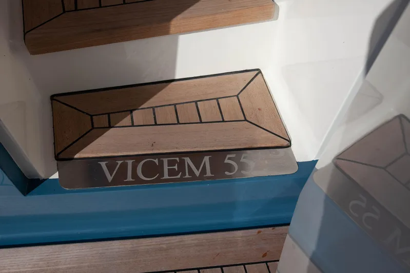Mareluna Yacht Photos Pics Step of 2023 Vicem 55 yacht with engraved nameplate.