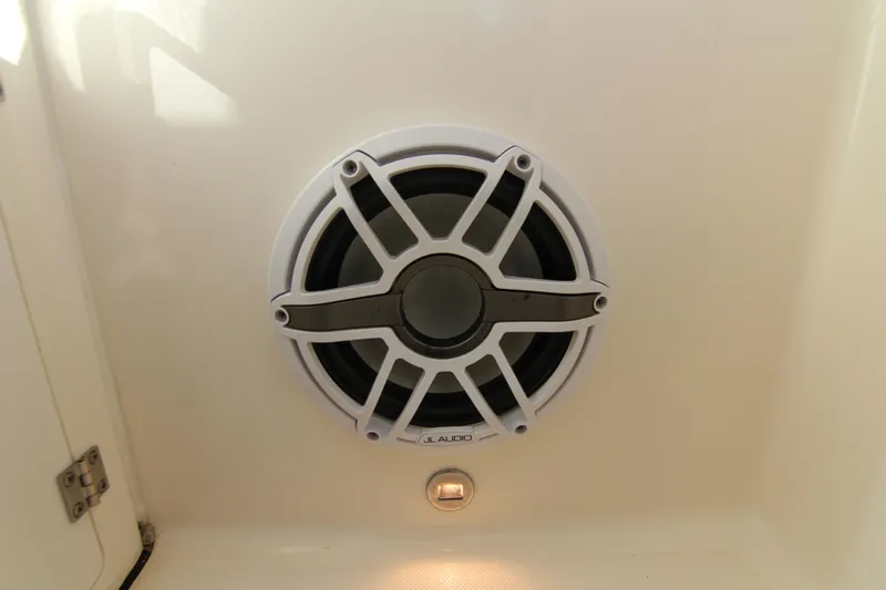 Endeavor Yacht Photos Pics Speaker system on 2023 Pursuit DC 295 Dual Console boat interior.