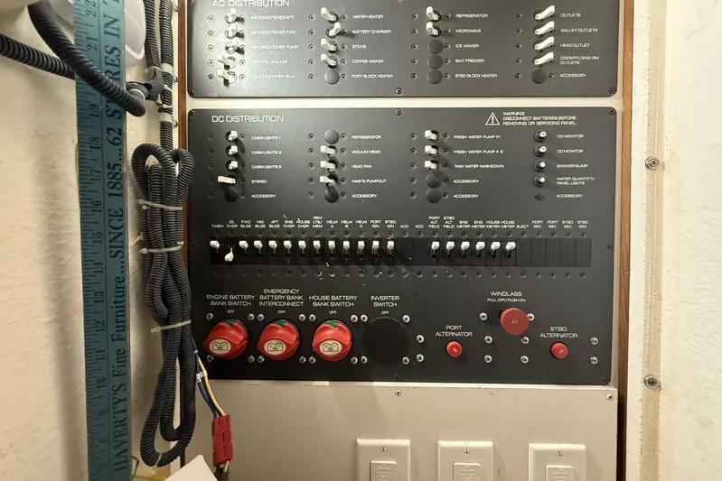 Grande Gator Yacht Photos Pics Electrical control panel on a 2004 Tiara Yachts 4200 Open boat.