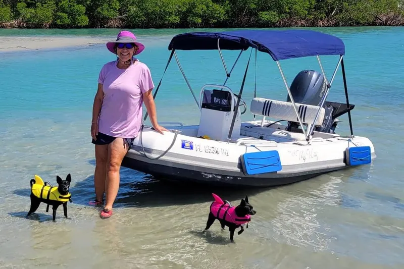 No Name Yacht Photos Pics Tender with bimini top and comfortable seating, Yamaha 40 outboard engine