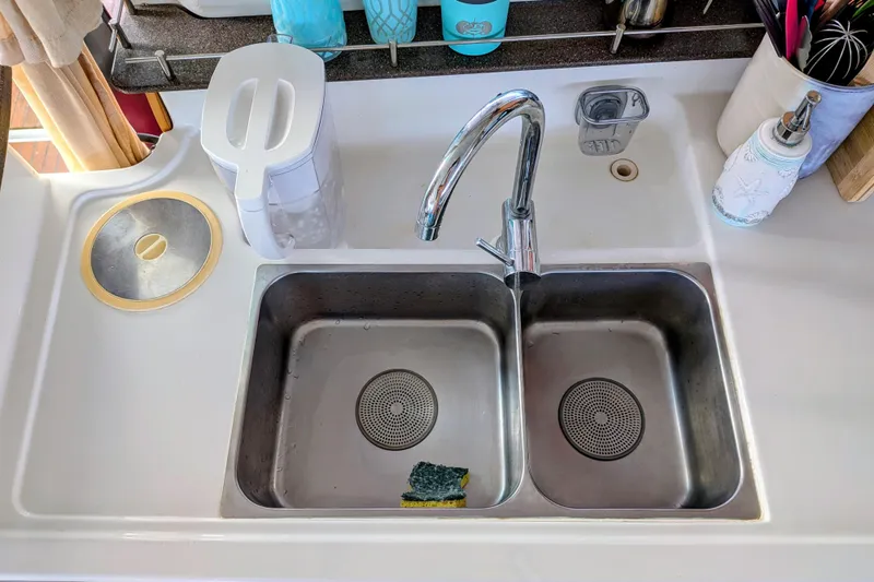 Imany Yacht Photos Pics Modern kitchen sink on 2012 Fountaine Pajot Lipari Owners Version catamaran.