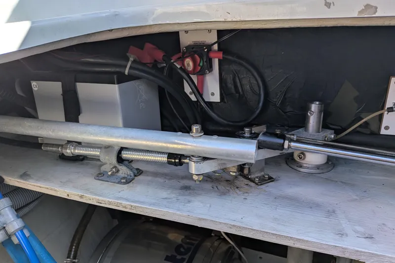 Imany Yacht Photos Pics 2012 Fountaine Pajot Lipari boat interior showing mechanical and electrical components.