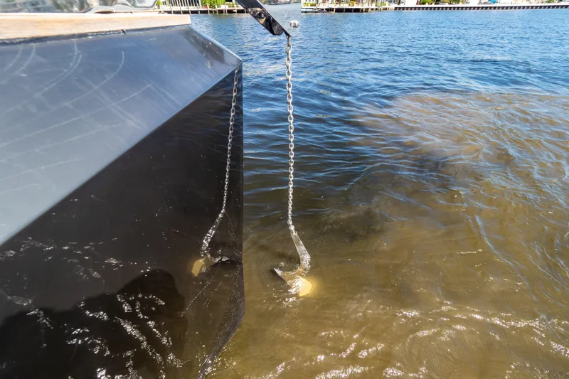 Yacht Photos Pics Fjord 44 Open 2020 boat anchor chain submerged in water.