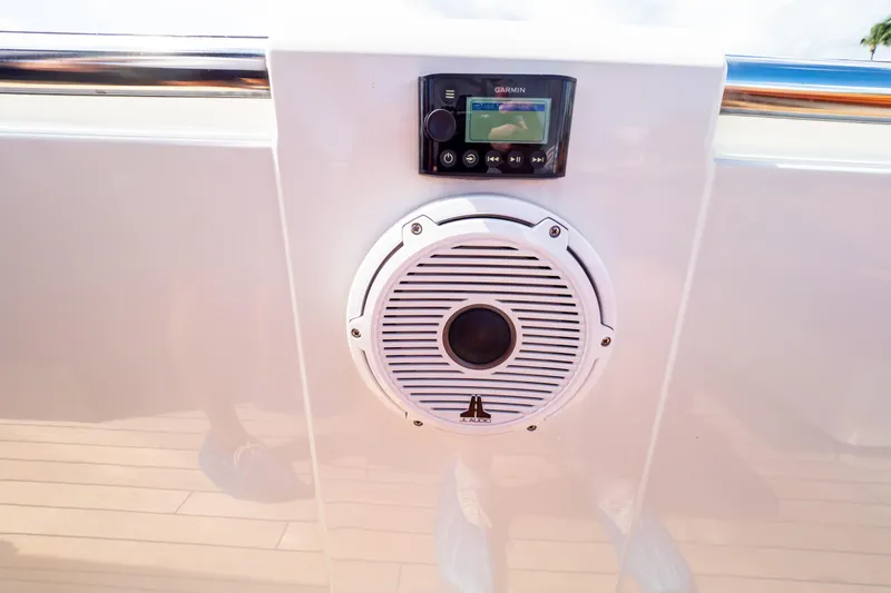  Yacht Photos Pics Speaker and control panel on 2020 Fjord 44 Open yacht deck.