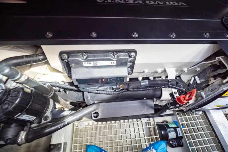  Yacht Photos Pics Engine compartment of 2020 Fjord 44 Open with Volvo Penta components.