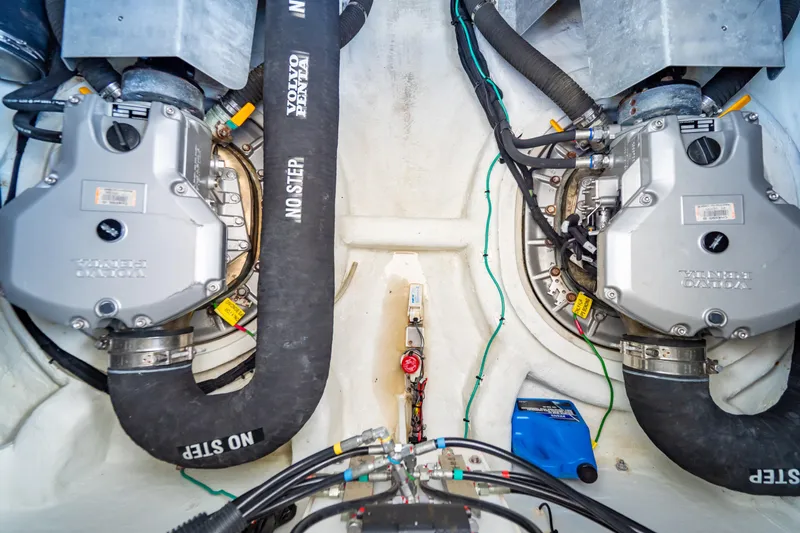  Yacht Photos Pics Engine room of 2020 Fjord 44 Open boat with Volvo Penta engines.