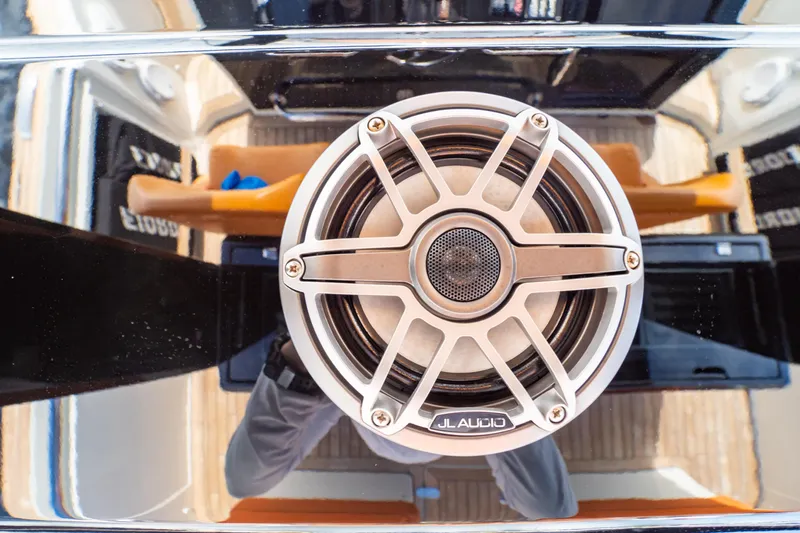  Yacht Photos Pics Close-up of JL Audio speaker on 2020 Fjord 44 Open yacht.
