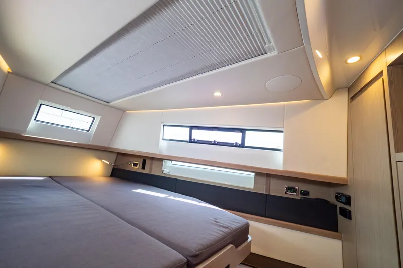  Yacht Photos Pics Luxurious interior cabin of 2020 Fjord 44 Open yacht with modern design.