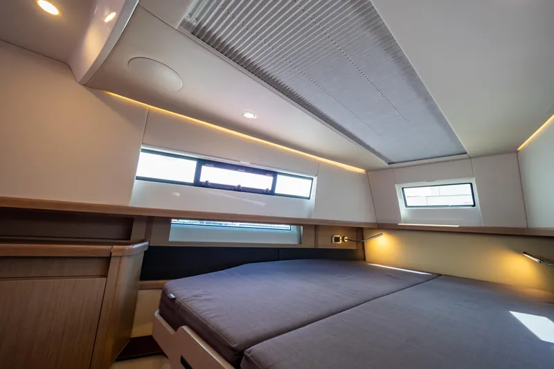  Yacht Photos Pics Luxurious interior cabin of 2020 Fjord 44 Open yacht with modern design.