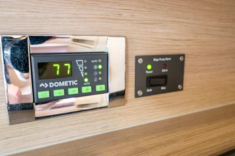  Yacht Photos Pics Dometic control panel and bilge pump alarm on 2020 Fjord 44 Open yacht.