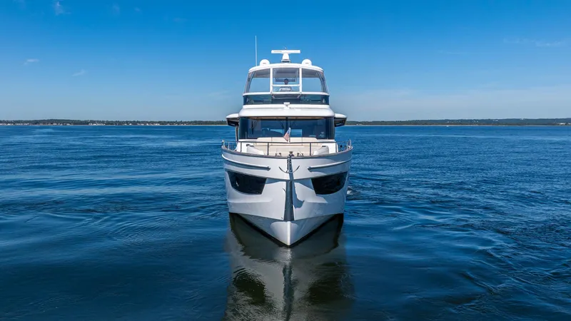 Just Joanne Yacht Photos Pics 2019 Absolute NAVETTA 58 yacht on open water, front view.