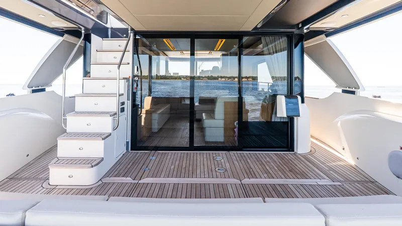 Just Joanne Yacht Photos Pics Luxury yacht Absolute NAVETTA 58, 2019 model, featuring elegant deck and modern interior.