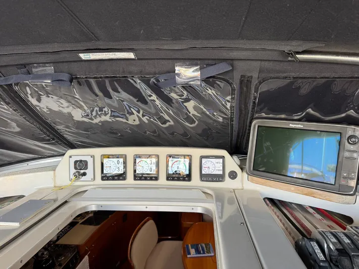  Yacht Photos Pics Control panel of a 2004 X-Yachts X 46 sailboat with navigation instruments.