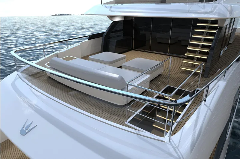 Doge 350 Yacht Photos Pics Luxurious Ocean King Doge 350 yacht deck, 2027 model, with modern seating and sleek design.