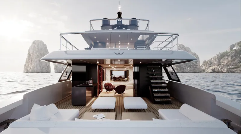 Doge 350 Yacht Photos Pics Luxurious Ocean King Doge 350 yacht interior, 2027 model, with elegant seating and ocean view.