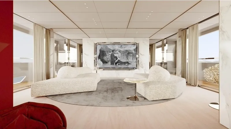 Doge 350 Yacht Photos Pics Luxurious Ocean King Doge 350 yacht interior, featuring elegant seating and modern decor, 2027 model.