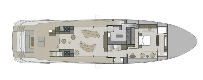 Doge 350 Yacht Photos Pics Floor plan of the 2027 Ocean King Doge 350 yacht, showcasing interior layout.