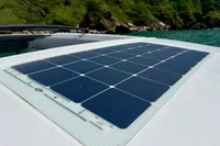 Solar panel on 2020 Axopar 37 Cross Cabin, enhancing energy efficiency on water.