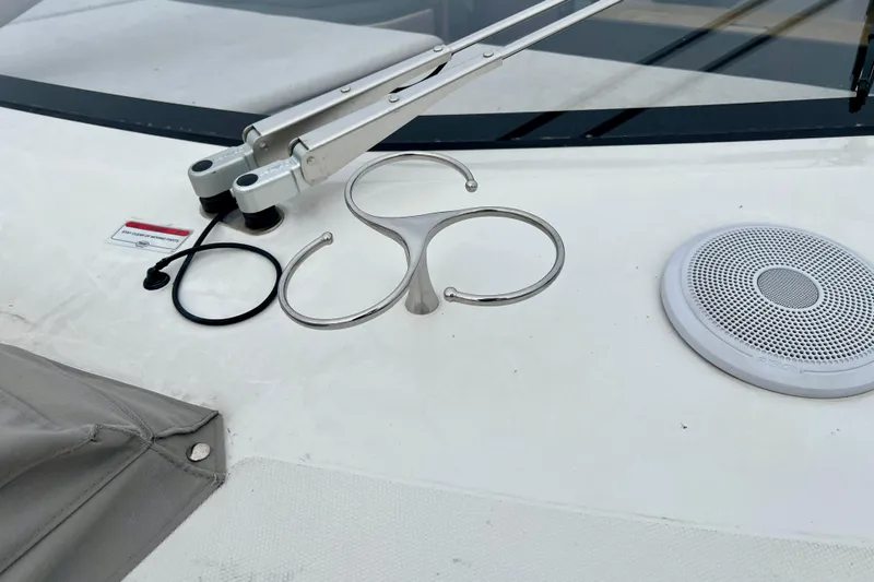  Yacht Photos Pics Deck of 2022 Sessa Marine Coupe 47 with speaker and metal fittings.