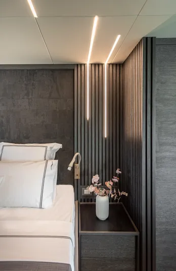 Numarine 22xp Hull #7 Yacht Photos Pics Luxurious interior of 2025 Numarine 22XP yacht with modern design and elegant lighting.