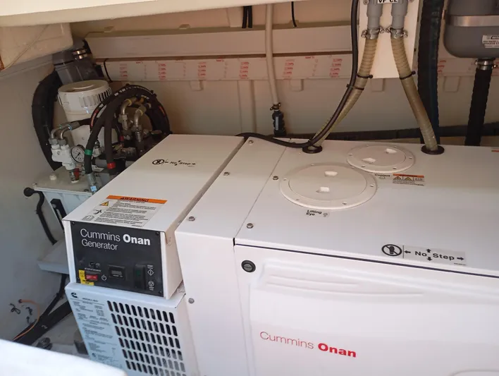  Yacht Photos Pics Cummins Onan generator in a 2016 Alen 55 yacht engine room.