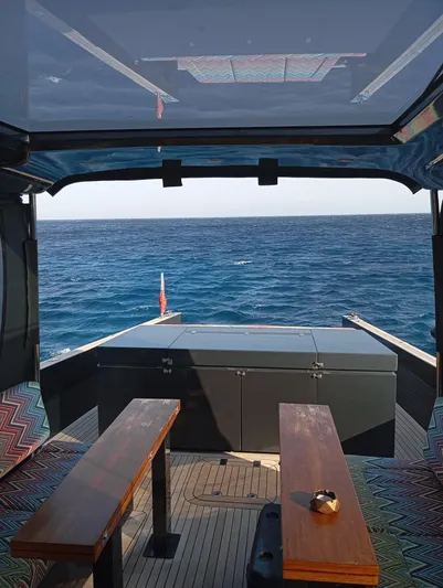  Yacht Photos Pics Interior view of 2016 Alen 55 yacht with ocean backdrop.