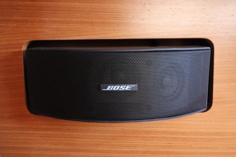  Yacht Photos Pics Bose speaker mounted on wooden panel in Catalina 355, 2011 model.