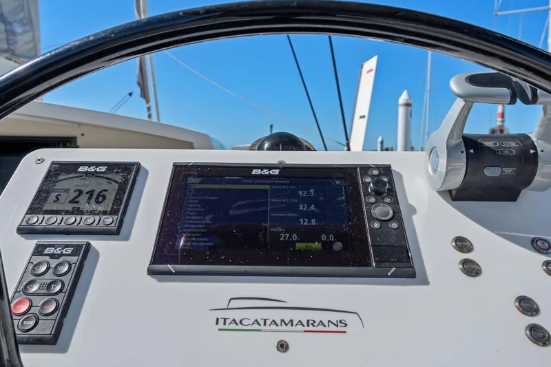 Navitas Yacht Photos Pics Cockpit of 2019 Itacatamarans 14.99 with B&G navigation displays and controls.