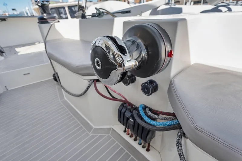 Navitas Yacht Photos Pics 2019 Itacatamarans 14.99 yacht helm station with winch and ropes.
