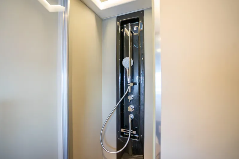  Yacht Photos Pics Luxury shower panel in 2021 Azimut Atlantis 51 yacht bathroom.