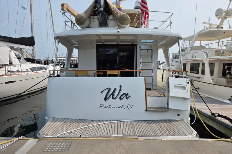 Wa Yacht Photos Pics Beneteau Swift Trawler 52, 2012 model, docked in Portsmouth, RI marina.