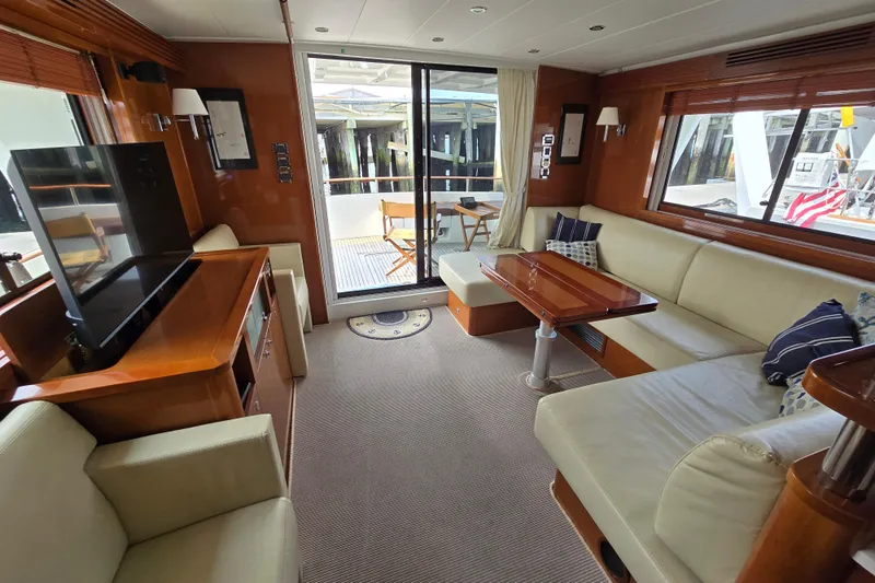 Wa Yacht Photos Pics Luxurious interior of 2012 Beneteau Swift Trawler 52 with elegant seating and modern amenities.
