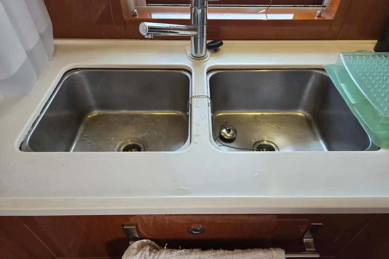 Wa Yacht Photos Pics Stainless steel double sink in 2012 Beneteau Swift Trawler 52 kitchen.