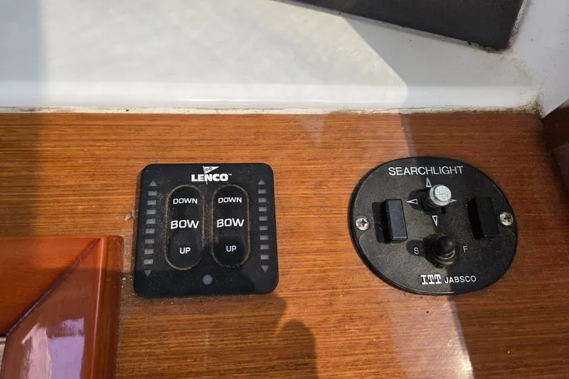 Wa Yacht Photos Pics Control panel on 2012 Beneteau Swift Trawler 52 with Lenco and Jabsco switches.