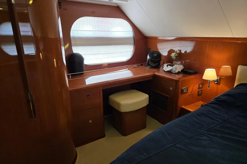 Wa Yacht Photos Pics Luxurious cabin interior of 2012 Beneteau Swift Trawler 52 with wooden finish.