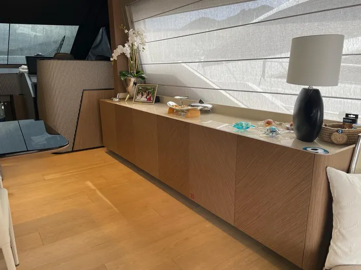 Lf Yacht Photos Pics Luxurious interior of 2023 Ferretti Yachts 720 with elegant decor and modern furnishings.