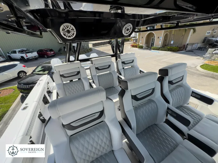 400-102 Yacht Photos Pics Luxurious seating on the 2024 Blackfin 400 boat with premium upholstery and modern design.