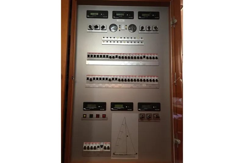 Vanish 2 Yacht Photos Pics Electrical control panel on a 1999 Nautor Swan 56 yacht.