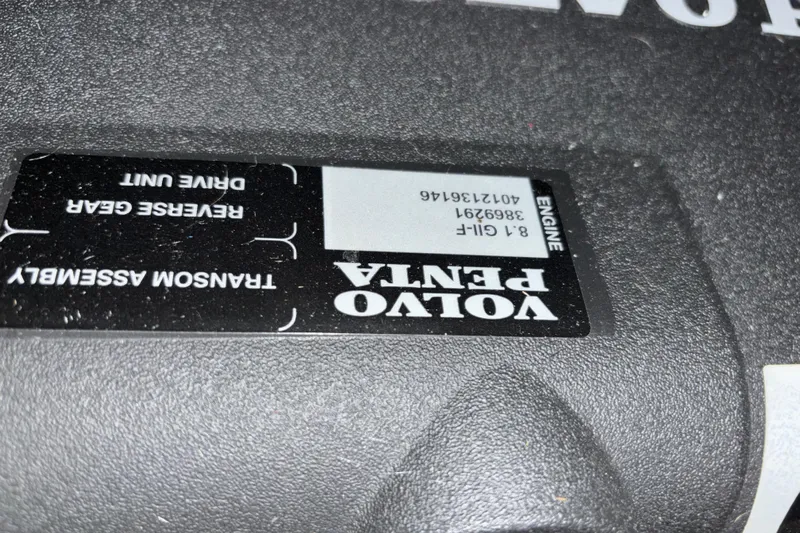  Yacht Photos Pics Volvo Penta engine label on 2005 Silverton 34 Convertible boat.