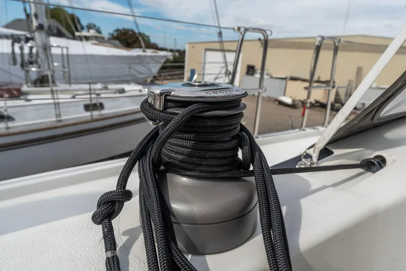 Rusalka Yacht Photos Pics Italia Yachts 13.98 sailboat winch with coiled rope, 2015 model.