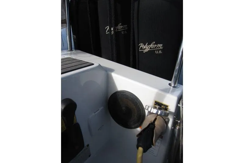 Naia Grey Yacht Photos Pics Jeanneau Sun Odyssey 349, 2022 model, cockpit detail with Polyform U.S. equipment.