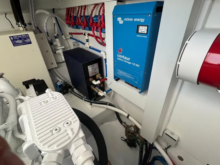  Yacht Photos Pics Engine room of 2025 Henriques 35 Express Hardtop with Victron Energy battery charger.