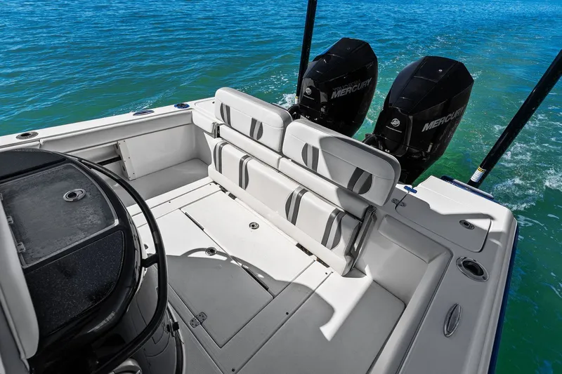  Yacht Photos Pics ShearWater 270 SS Carolina Open 2022 with dual engines on open water.