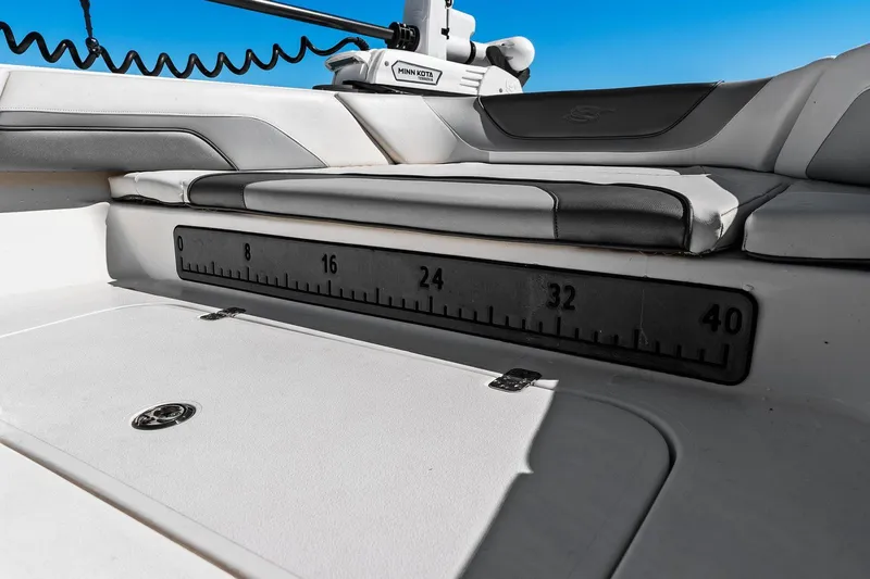  Yacht Photos Pics ShearWater 270 SS Carolina Open 2022 with seating and measurement scale.