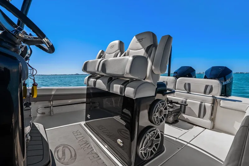  Yacht Photos Pics Interior of 2022 ShearWater 270 SS Carolina Open with luxurious seating.