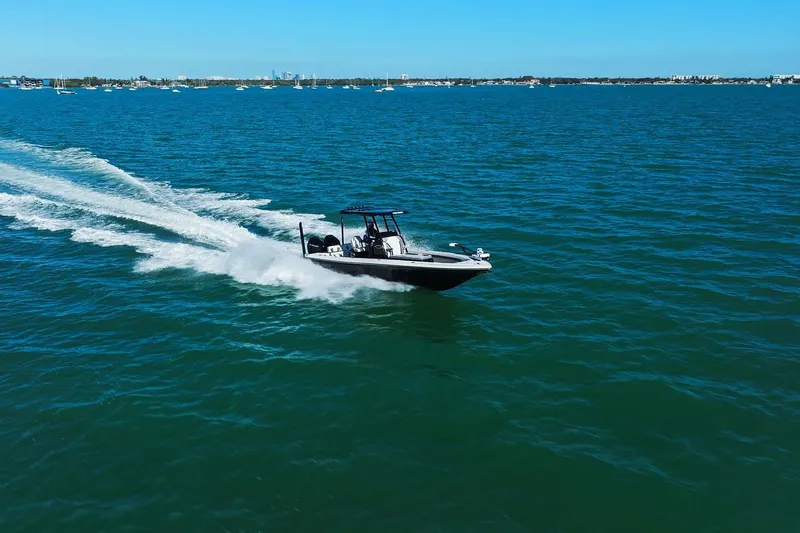  Yacht Photos Pics ShearWater 270 SS Carolina Open 2022 cruising on water.