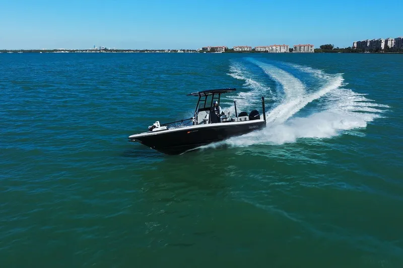  Yacht Photos Pics ShearWater 270 SS Carolina Open 2022 cruising on water.