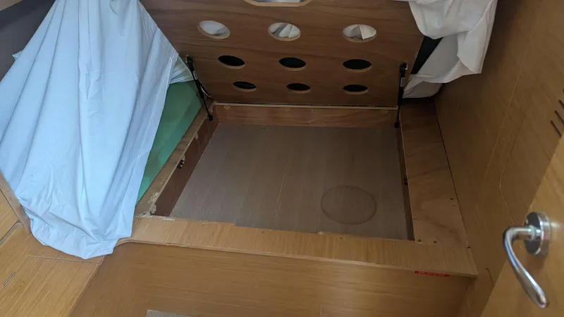 Nevis Yacht Photos Pics Interior storage compartment of a 2017 Dufour 460 Grand Large yacht.